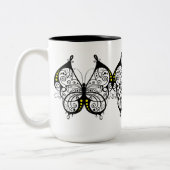 Zwarte kant Vlinders 5 Tweekleurige Koffiemok (Links)