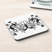 Zwarte kant vlinders 9 bier onderzetter (Linkerzijde)