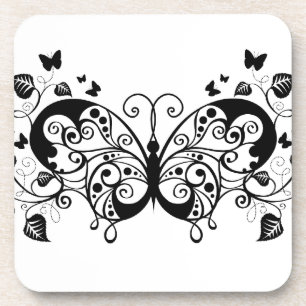 Zwarte kant vlinders 9 bier onderzetter