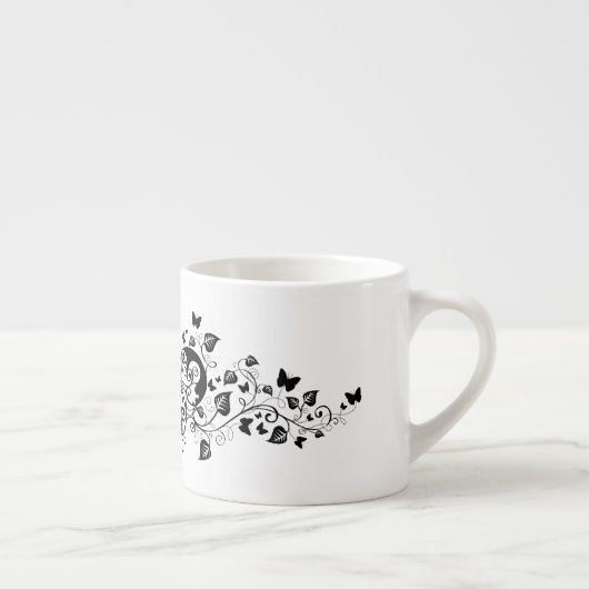 Zwarte kant vlinders 9 espresso kop (Rechts)