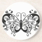 Zwarte kant vlinders 9 zandsteen onderzetter (Voorkant)