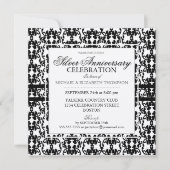 Zwarte kant Zilveren Jubileum Feest Uitnodigingen (Voorkant)