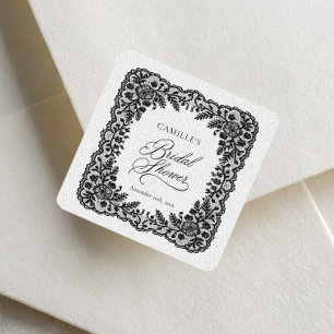 Zwarte Kanten Bruiloftscadeautje Sticker