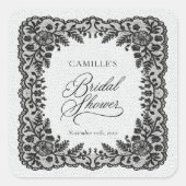 Zwarte Kanten Bruiloftscadeautje Sticker (Voorkant)