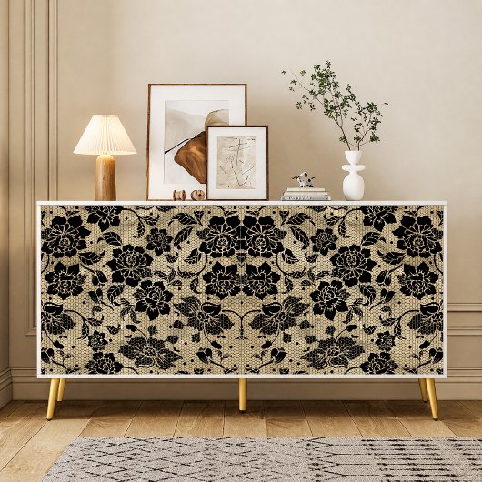 Zwarte Kanten Decoupage Tissuepapier uit het verle