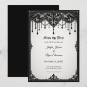 Zwarte Kanten Goth Save the date uitnodiging (Voorkant / Achterkant)