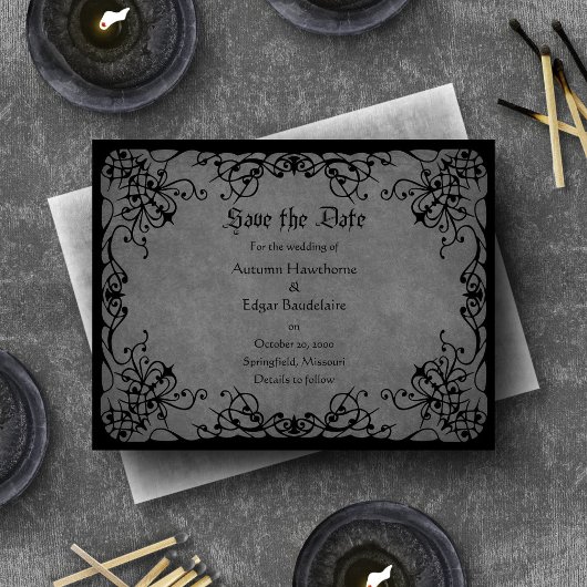 Zwarte Kanten Gotische Bruiloft Save The Date