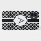 Zwarte Kanten Monogram iPhone Case Mate (Achterkant (horizontaal))
