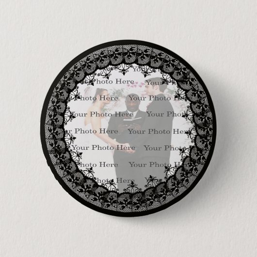 Zwarte Kanten Ronde Fotoknoop Button 5,7 Cm (Voorkant)