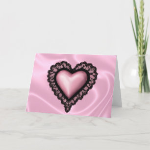 Zwarte Kanten Roze Valentijnsdag Hart Kaart