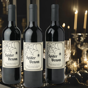 Zwarte Kanten Spinnenweb Spin Gift Gothic Hallowee Wijn Etiket