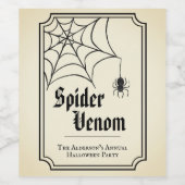 Zwarte Kantenspinnenweb Spin Gift Gotische Hallowe Wijn Etiket (Enkel label)
