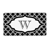 Zwarte kantlabels met monogram etiket (Voorkant)