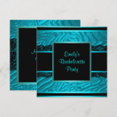 Zwarte Kantlijn Turquoise Zebra Bruidsfeest Kaart (Voorkant / Achterkant)