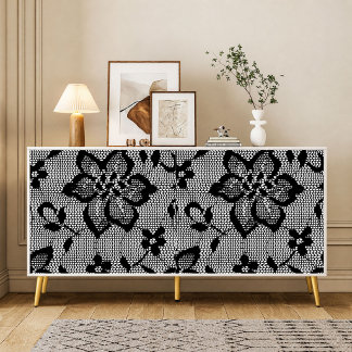 Zwarte kantwerk decoupage tissuepapier uit het ver