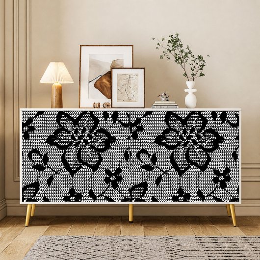 Zwarte kantwerk decoupage tissuepapier uit het ver