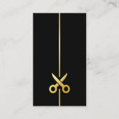 Zwarte kapper gouden schaar logo visitekaartje (Voorkant)