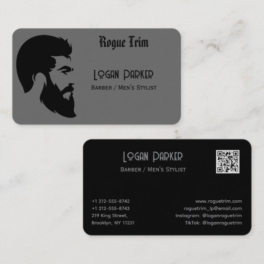 Zwarte Kapper Heren Stylist Minimalistisch Visitekaartje (Voorkant / Achterkant)