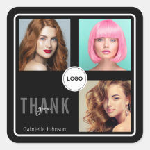 Zwarte kapsalon-stylist fotocollage Bedankt