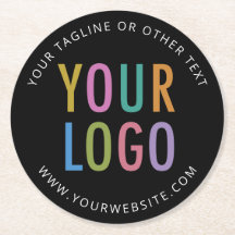 Zwarte kartonnen onderzetters met bedrijfslogo bul