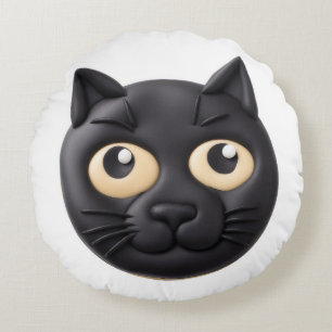 Zwarte Kat 3D Geïnspireerd Rond Kussen