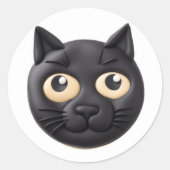 Zwarte Kat 3D Geïnspireerd Ronde Sticker (Voorkant)