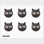 Zwarte Kat 3D Geïnspireerd Ronde Sticker (Vel)