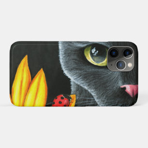 Zwarte Kat 510 lieveheersbeestje gele bloem Case-Mate iPhone Case