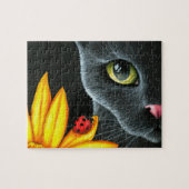 Zwarte Kat 510 lieveheersbeestje gele bloem Legpuzzel (Horizontaal)