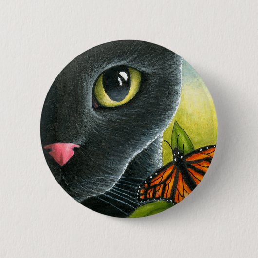 Zwarte kat 555 ronde button 5,7 cm (Voorkant)