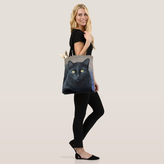 Zwarte kat 621 tote bag (Op model)