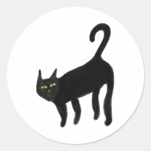 Zwarte kat 9 ronde sticker