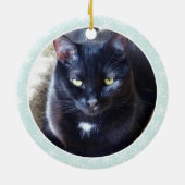 Zwarte Kat Aangepaste kerstversieringen Keramisch Ornament (Achterkant)