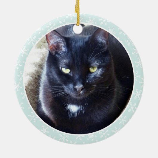Zwarte Kat Aangepaste kerstversieringen Keramisch Ornament (Achterkant)