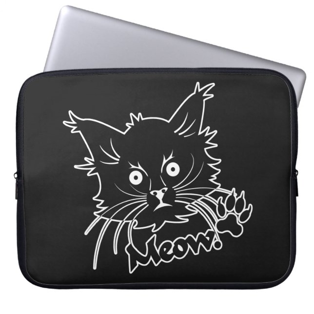 Zwarte kat, aangepaste laptophoes laptop sleeve (Voorkant)