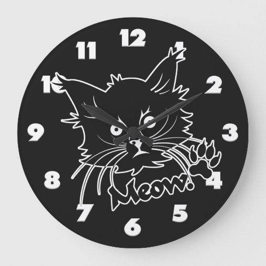 Zwarte kat aangepaste wandklok (Voorkant)