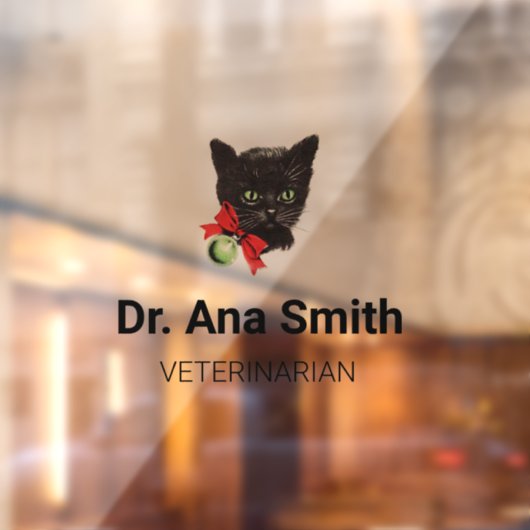 Zwarte kat aanpasbaar veterinair beroep raamsticker (Vel 2)