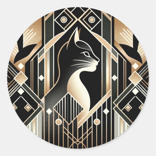 Zwarte kat abstract decoratieve sticker (Voorkant)