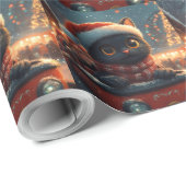 Zwarte Kat Achtbaan Kerst Cadeaupapier (Rol Hoek)