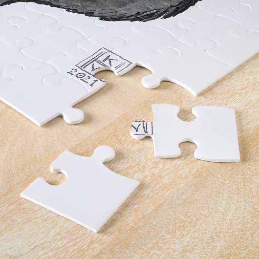 Zwarte kat achter pompoenpuzzel legpuzzel (Zijkant)