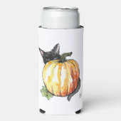 Zwarte kat achter Pumpkin Slim Seltzer Can Koozie (Seltzer Voorkant)