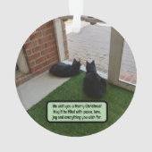 Zwarte kat Acryl Ornament - Meowy Catmas (achterkant)