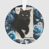 Zwarte kat Acryl Ornament - Meowy Catmas (voorkant)