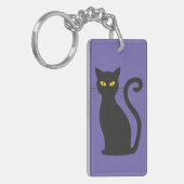 Zwarte kat acryl sleutelhanger (Voorkant Links)