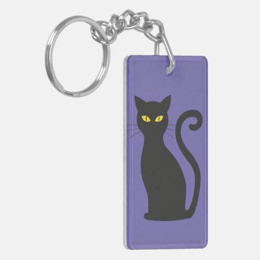Zwarte kat acryl sleutelhanger (Voorkant Links)