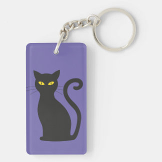 Zwarte kat acryl sleutelhanger