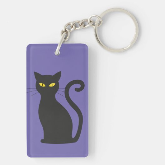 Zwarte kat acryl sleutelhanger (achterkant)