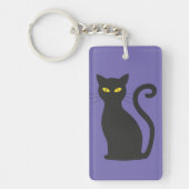 Zwarte kat acryl sleutelhanger (Voorkant)