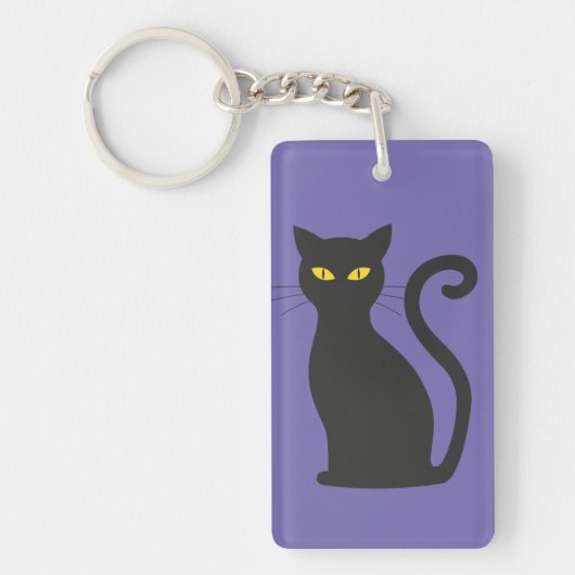 Zwarte kat acryl sleutelhanger (Voorkant)