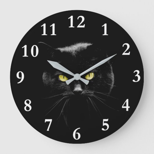 Zwarte Kat Acrylwand Grote Klok (Voorkant)